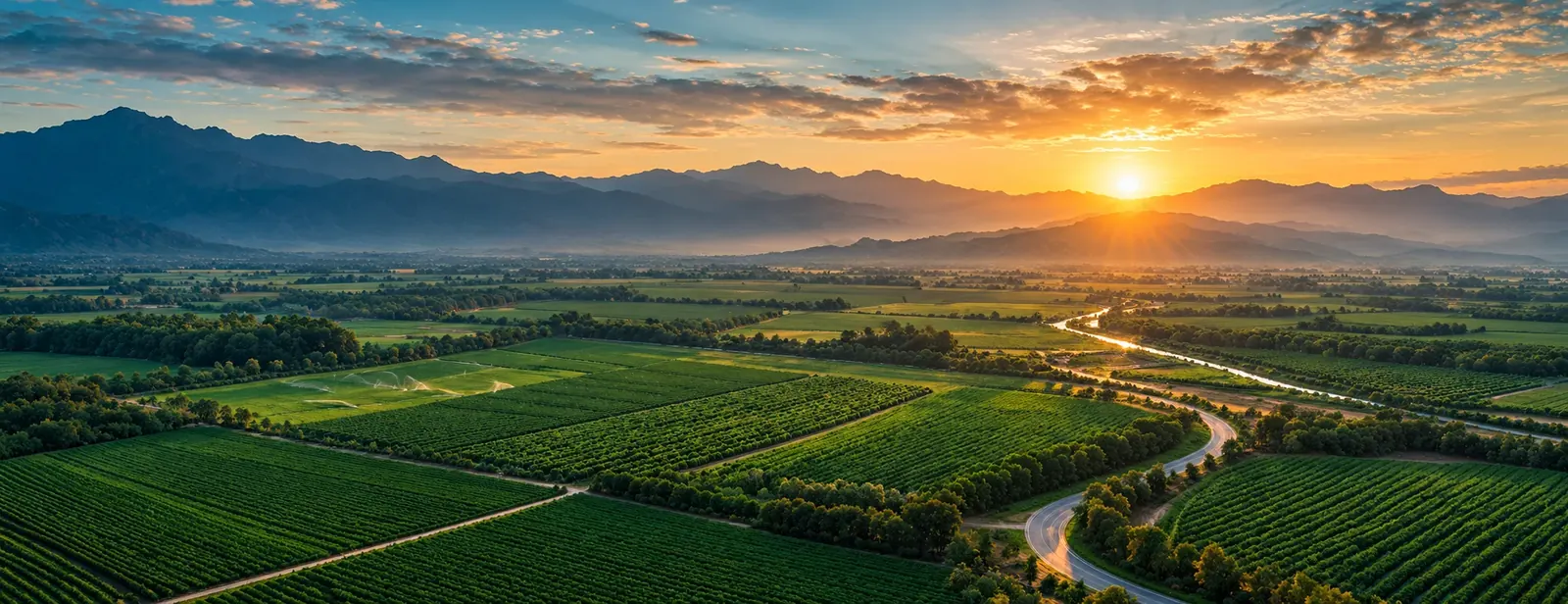 Aerial view of agricultural fields
